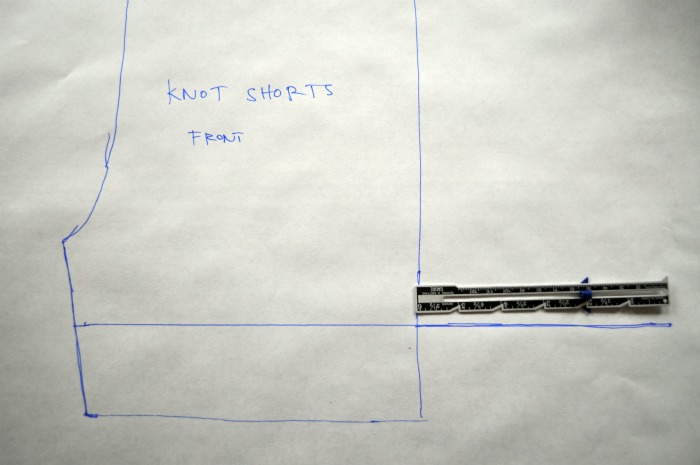 making the pattern for knot shorts