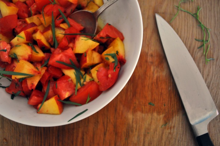 tomato peach tarragon salad