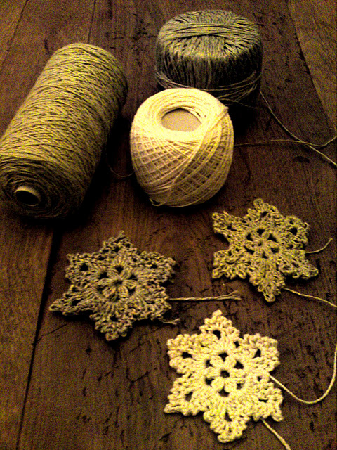 crocheted snowflakes