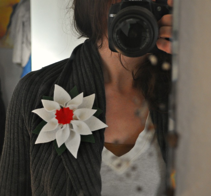 felt pointsettia brooch