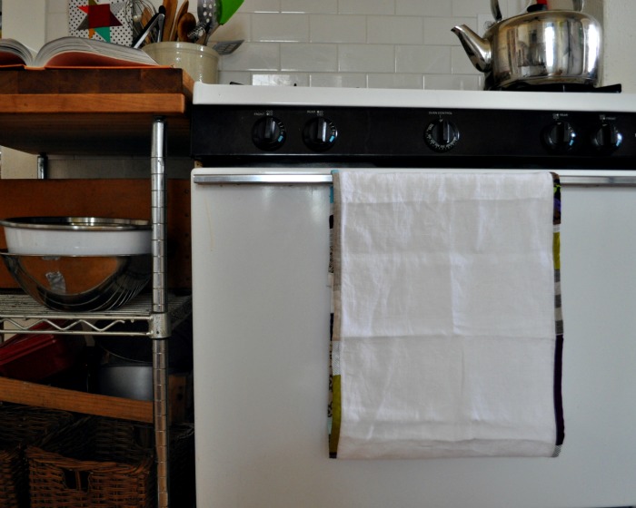 continuous towel with patchwork edging continuous towel with patchwork edging