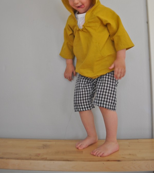 yellow linen hoodie