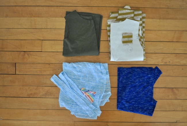 tee shirts cut out, to sew