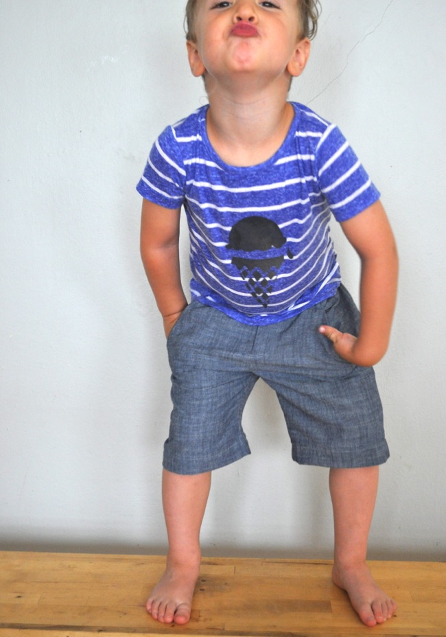 ice cream shirt and chambray shorts by elsie marley