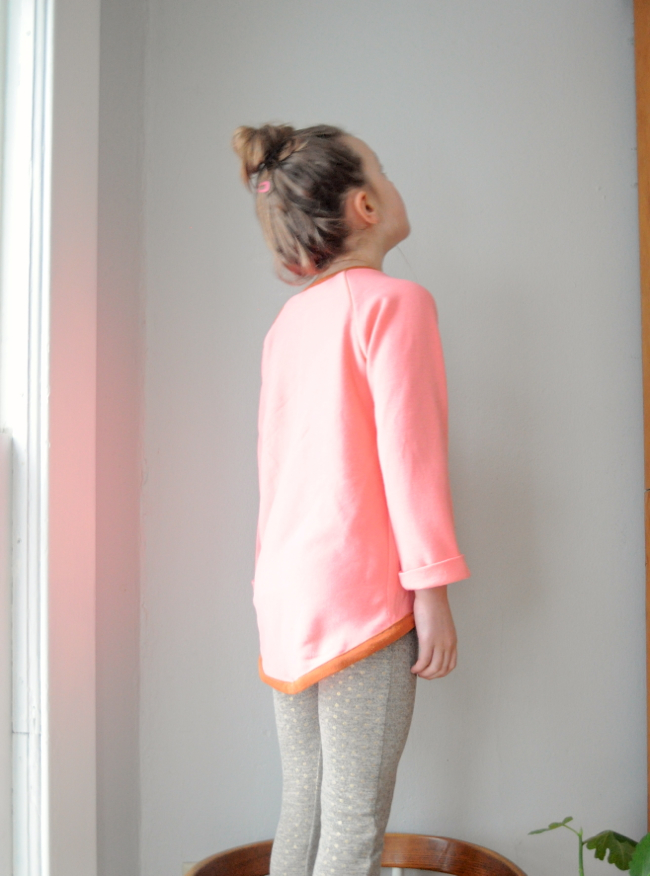 handmade pink and orange sweatshirt on elsie marley