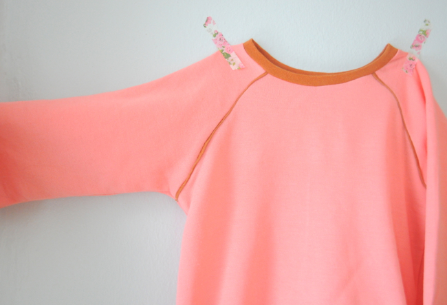 handmade pink and orange sweatshirt on elsie marley