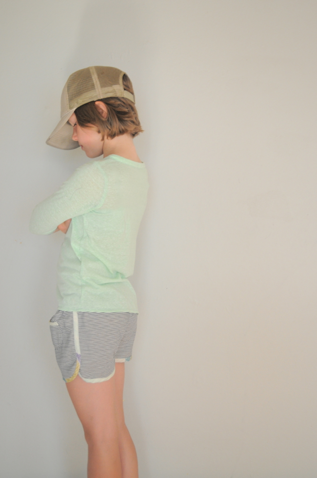 happy food and stripe-y shorts on elsie marley